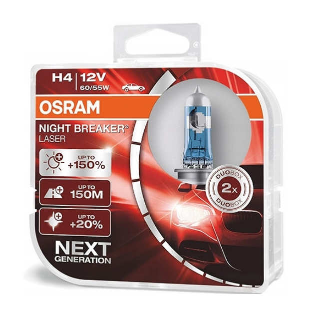 OSRAM H4 NIGHT breaker LASER +150 Halogen 2SZT – Nr kat. HT-47329