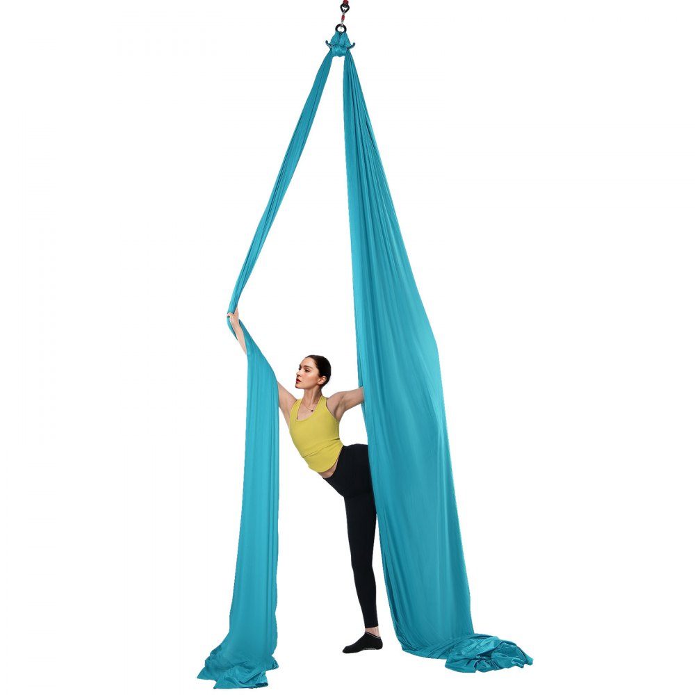 Aerial Yoga Hammock Set 10 x 2.8 m, Blue Aerial Yoga Swing Air Flies, Indoor Aerial Yoga Hammock Swing 1000 kg Max. Load Capacity, Includes Yoga Socks, Steel Carabiner and Aluminum Swivel