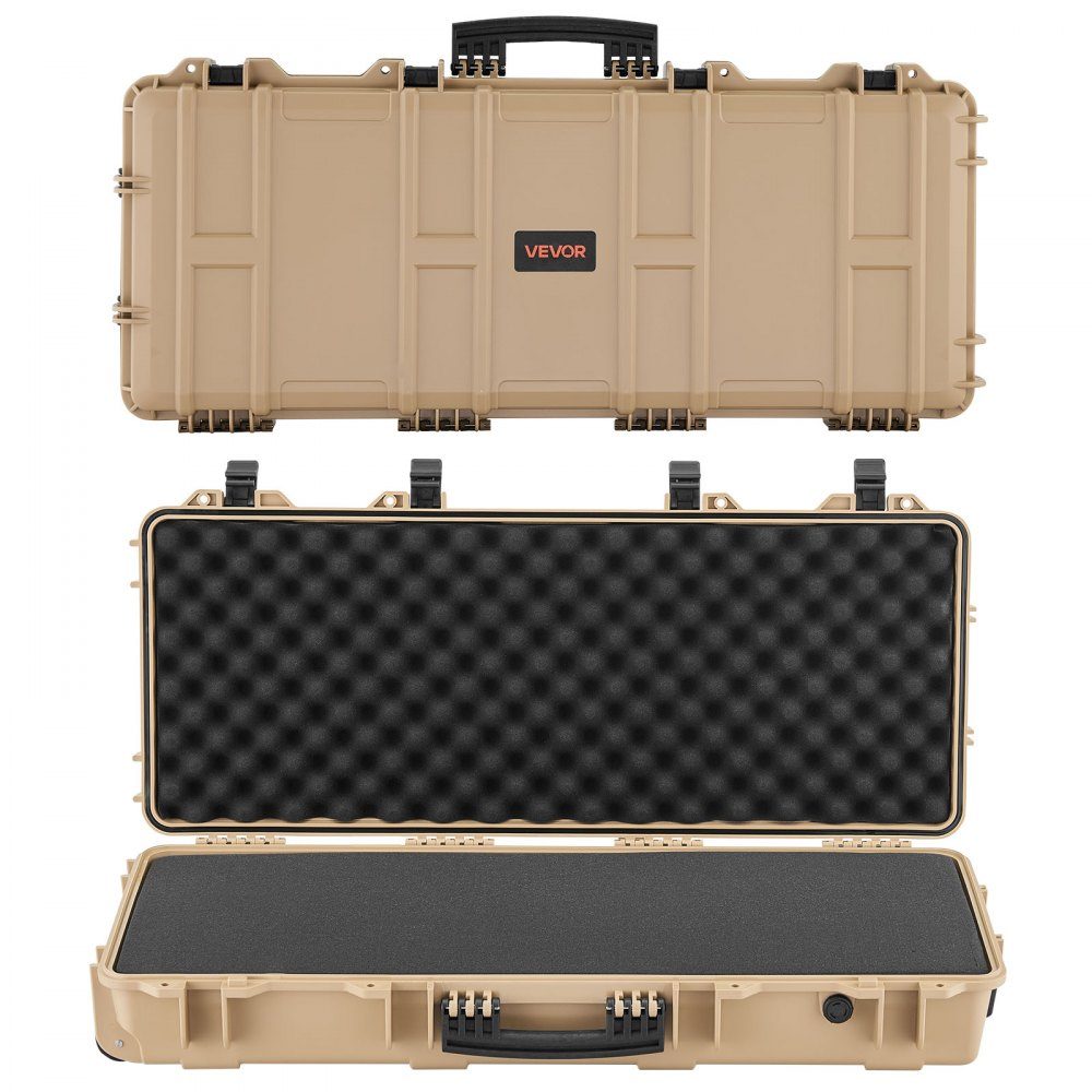 Gun Case with Hard Shell for Long Guns, Lockable Gun Case with Pre-Cut Foam, Long Gun Case, Gun Storage, Rollable, IP67 Waterproof, 97.8 x 42 x 17.3 cm, Khaki