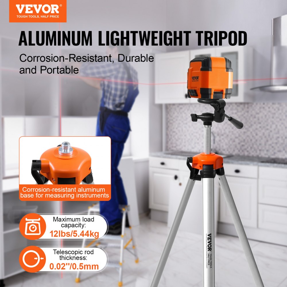 Laser-Wasserwaagen-Stativ, ¼ x 20-Gewindemontage, 27,36–68,11 Zoll Höhenverstellung mit integrierter Wasserwaage, leichter Laserscanner-Stativständer, einziehbare Beine, Aluminium-Stativ für stabile Messungen Laser-Wasserwaagen-Stativ, ¼ x 20-Gewindemontage, 27,36–68,11 Zoll Höhenverstellung mit integrierter Wasserwaage, leichter Laserscanner-Stativständer, einziehbare Beine, Aluminium-Stativ für stabile Messungen