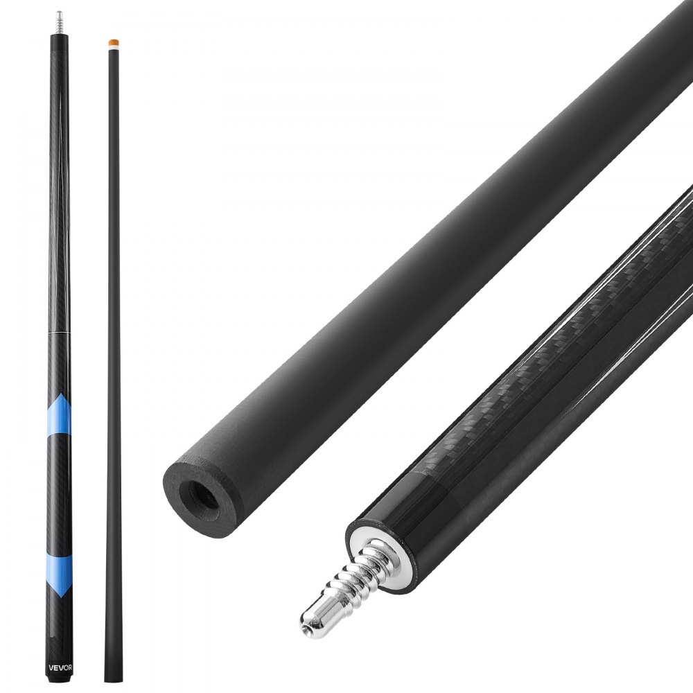 Billiard cue 1 piece (1473.2 mm / 538 g) made of carbon fiber with pressed Bakelite tip & ABS connecting ring, billiard stick suitable for bar home office American 9-ball game, pool cue