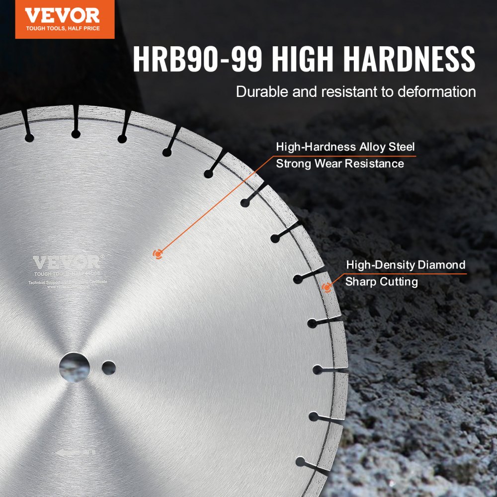 Diamond saw blade concrete saw blade 45 cm for wet or dry work, 12 mm diamond segment saw blade with flat teeth, center hole diameter 25.4 mm, for concrete, cement boards, tiles, bricks Diamond saw blade concrete saw blade 45 cm for wet or dry work, 12 mm diamond segment saw blade with flat teeth, center hole diameter 25.4 mm, for concrete, cement boards, tiles, bricks