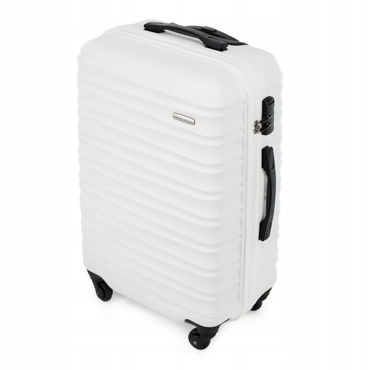Großer Premium-Koffer Reisekoffer ABS-Kunststoff 96l mit weißen Rippen
