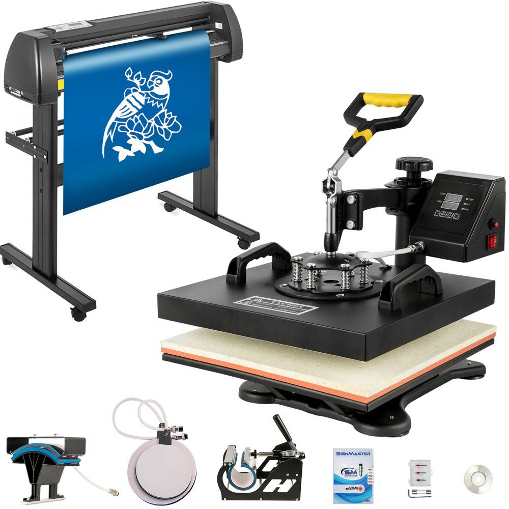 5 In 1 Heat Press 711.2mm Vinyl Cutting Plotter Stepper Motor 38x38cm