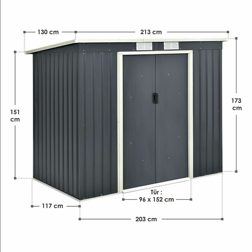 Gartenhaus Geräteschuppen Geräteschuppen aus Metall mit Schuppendach XL