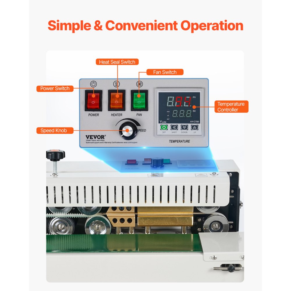 Continuous bag band sealing machine, 0.24-0.47 inch/6-12mm sealing width, vertical band sealing machine with digital temperature control, carbon steel bag sealer for 0.02-0.8mm thick plastic bag films Continuous bag band sealing machine, 0.24-0.47 inch/6-12mm sealing width, vertical band sealing machine with digital temperature control, carbon steel bag sealer for 0.02-0.8mm thick plastic bag films