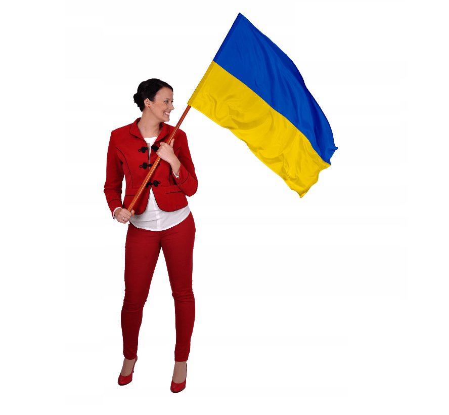 Drapeau Ukraine 112x70 en SET avec mât 1,20m