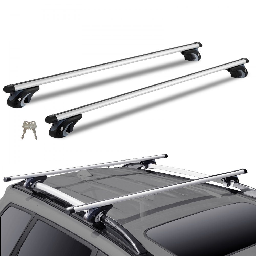 Dachträger, Universal-Dachgepäckträger, Auto-Aluminium-Querträger, 90 kg Tragfähigkeit, für erhöhte Seitenschiene mit Lücke, geeigneter Innenabstand des Dachbalkens 19–113 cm, Rohrdurchmesser 28–68 mm