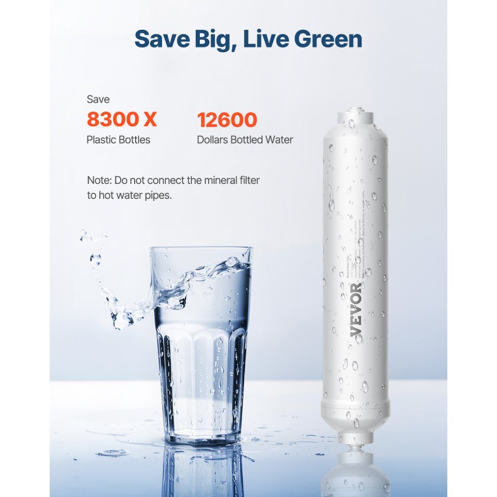 Remineraliserend filter, 1100 gallon remineraliserend waterfiltervervanging, 1/4" Quick Connect mineraalfilter, herstelt vitale mineralen voor waterzuiveraar