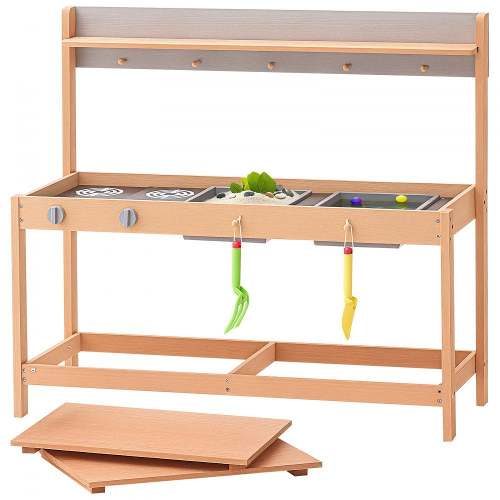 Mud kitchen 1000x360x885 mm, children's kitchen, wooden toy play kitchen set with accessories, outdoor play set, role play outdoor kitchen for boys and girls, toddler play kitchen with stove and sink