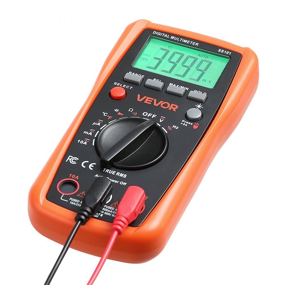 Multimètre numérique, voltmètre TRMS DC/AC 4000 points, testeur de courant, multimètre à plage automatique pour courant, tension, résistance, capacité, température, diodes, continuité, cycle de service – Réf. HT-23508