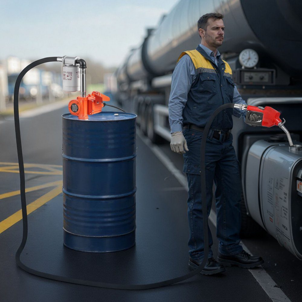 Kraftstoffpumpe, 12 V DC, 37 l/min, Dieselpumpen-Set mit automatischer Abschaltdüse, Förderschlauch, Überhitzungsschutz, Stromkabel, explosionsgeschützt, für Benzin, Diesel und Kerosin