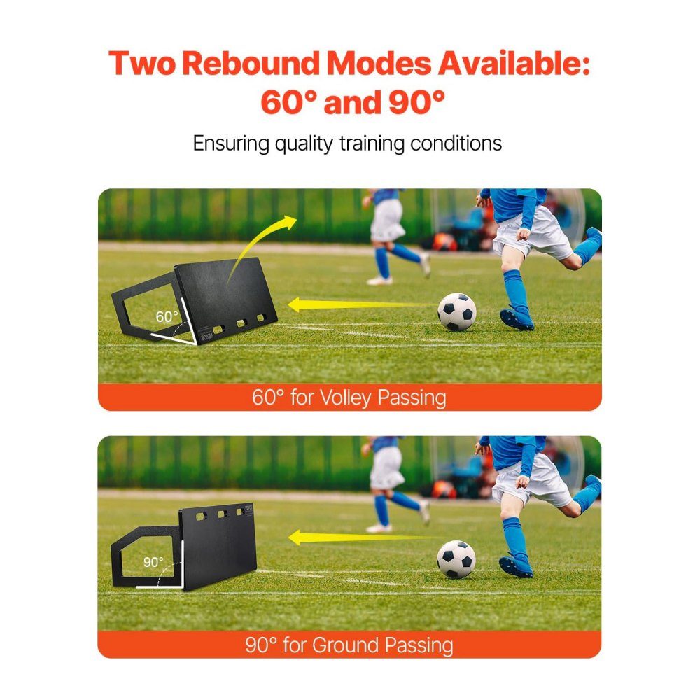 Voetbal Rebound Board Draagbaar Bounce Board 100x40cm HDPE Rebounder Muur Rebound Apparatuur Kinderen & Tieners Trainingsbord Rebounder Kicker voor Voetbaltraining Zwart