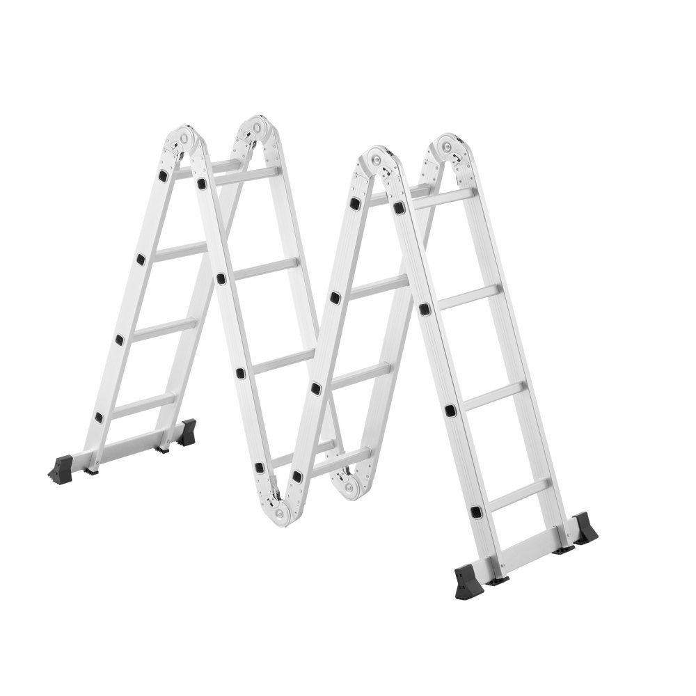 Multipurpose Ladder, 7 in 1 Multifunctional Ladder, Telescopic Ladder with A-Frame and 4 Steps, Ladder Frame 4600mm, Adjustable Heavy Duty Ladder, 150kg Load Capacity for Home Outdoor Use