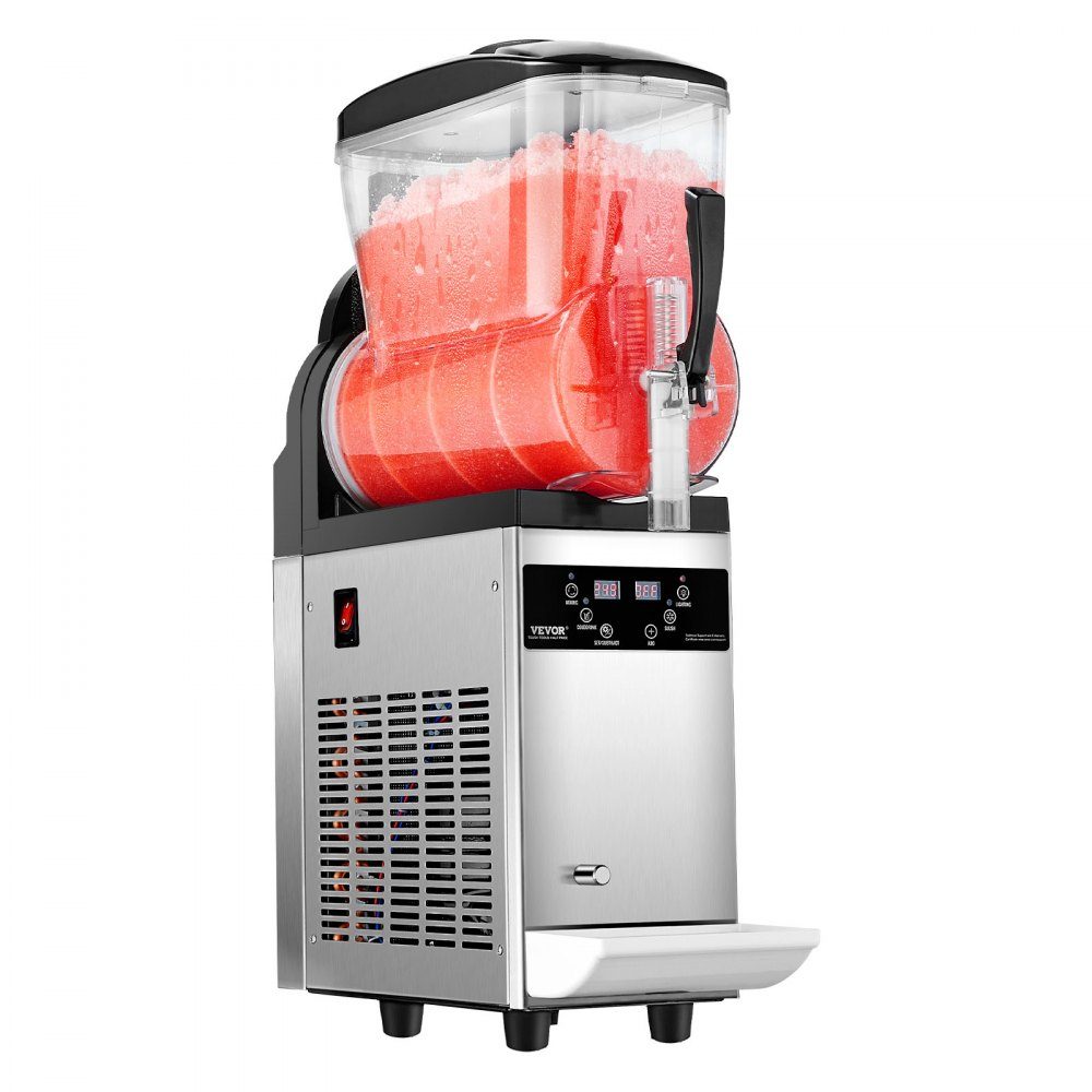 Commercial Slush Ice Cream Maker, 12L Single Tank Frozen Drink Machine, 48 Cups, Stainless Steel Slush Ice Cream Maker with Electronic Keyboard, Soft Ice Cream Machine for Party, Restaurant, Cafe
