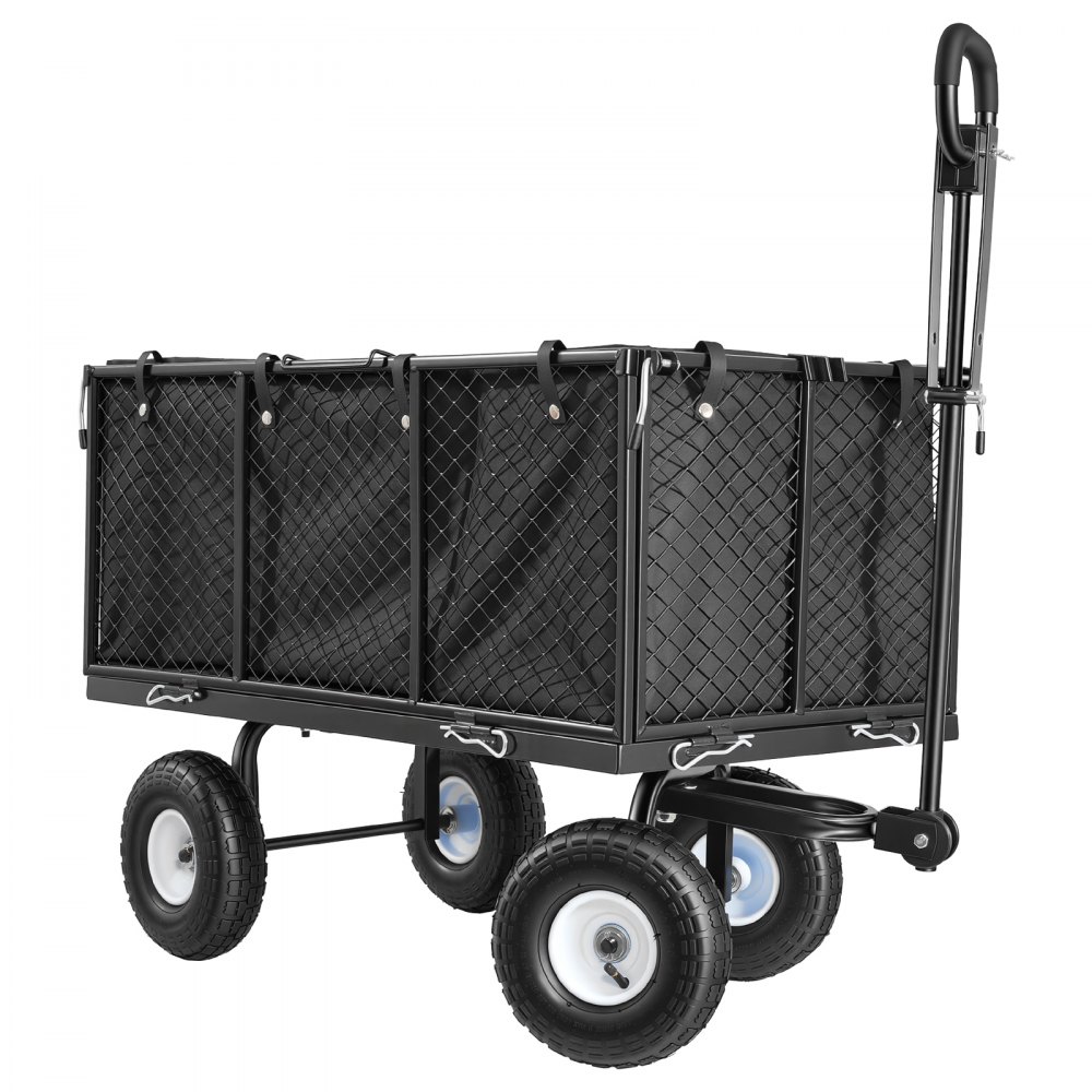 Handcart 544 kg, Handcart with Pneumatic Tires, Adjustable Handle, Removable Sides, Beach Cart, Camping Cart, Garden Cart for Attachment to ATV or Tractor, Black Handcart 544 kg, Handcart with Pneumatic Tires, Adjustable Handle, Removable Sides, Beach Cart, Camping Cart, Garden Cart for Attachment to ATV or Tractor, Black