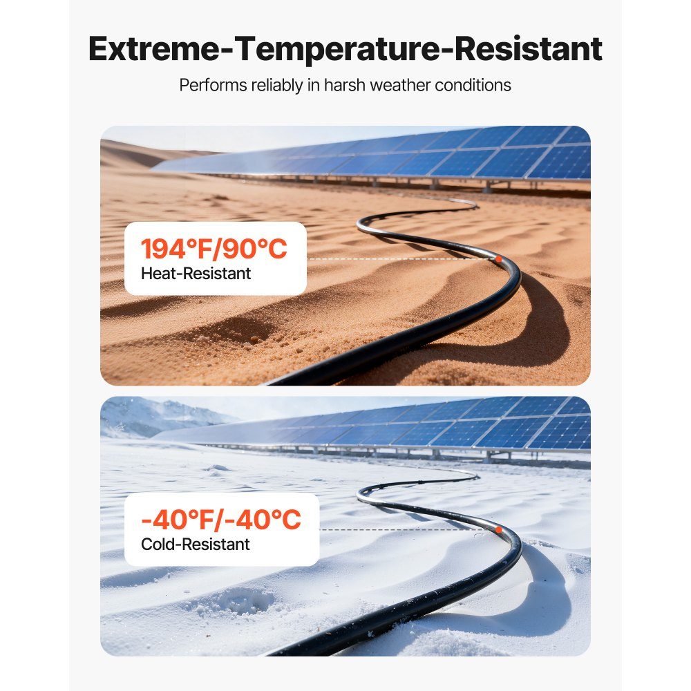 Solar Cable Extension 50ft Black and 50ft Red 10AWG Solar Extension Cable Tinned Copper Cable for Off Grid Photovoltaic Systems in Homes Vehicles RVs Boats IP67