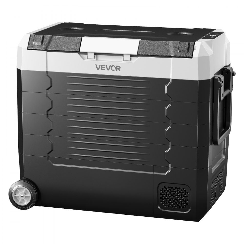 Kompressor-Kühlbox 12/24 V DC 100–240 V AC, Auto-Kühlschrank 55 l mit App-Steuerung & Rädern & 2 Temperaturzonen (-20 °C bis 20 °C), tragbarer Kühlschrank für Wohnmobile, Boote, Camping, Angeln