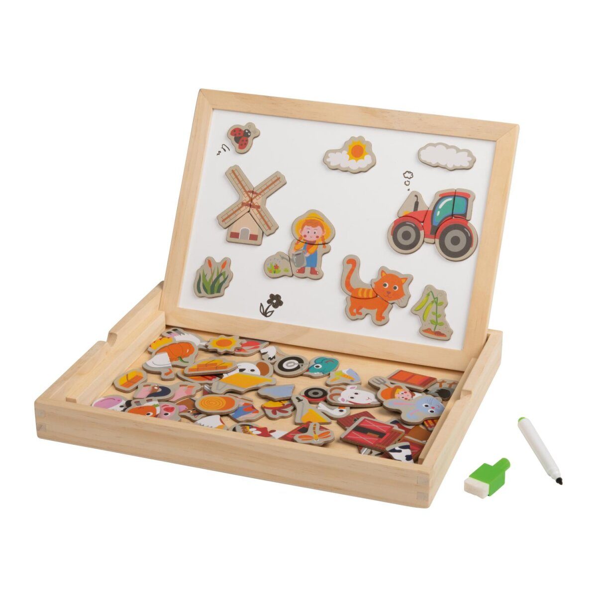 lupilu® Schließfachspiel / Magnetbox Bauernhof-Puzzle / Magnetbox Zahlen und ABC
