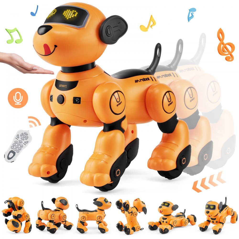 Ferngesteuertes Roboter-Hundespielzeug, 2,4-GHz-RC-Hund, programmierbarer intelligenter interaktiver Roboter-Haustier für Kinder mit Folgefunktion, Berührungs- und Sprachsteuerung, singend tanzendes RC-Stunt-Spielzeug für Jungen und Mädchen ab 3 Jahren