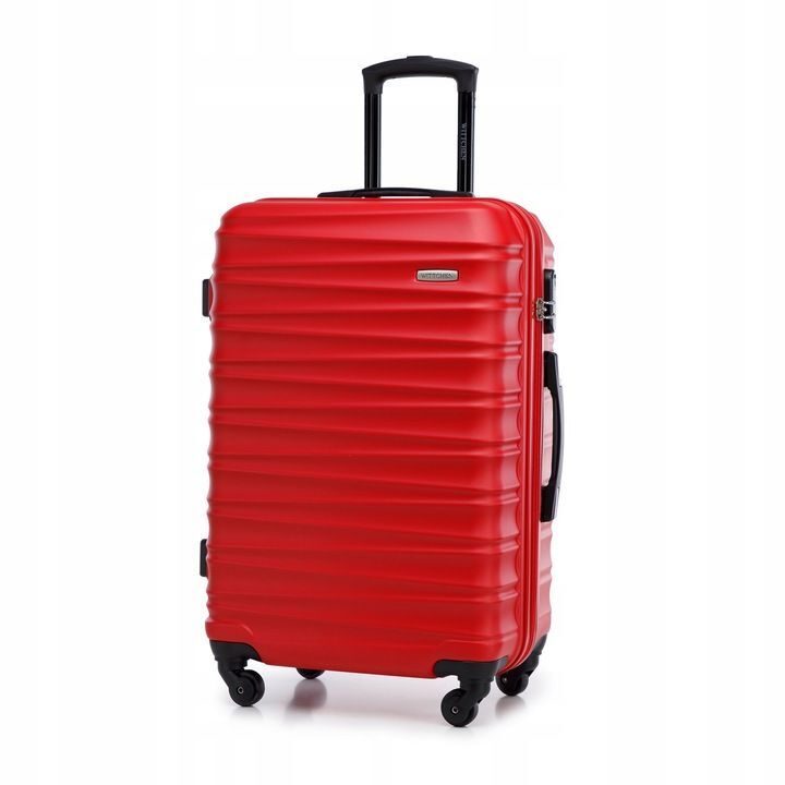 Grote premium koffer reiskoffer ABS kunststof 96l met baleinen rood