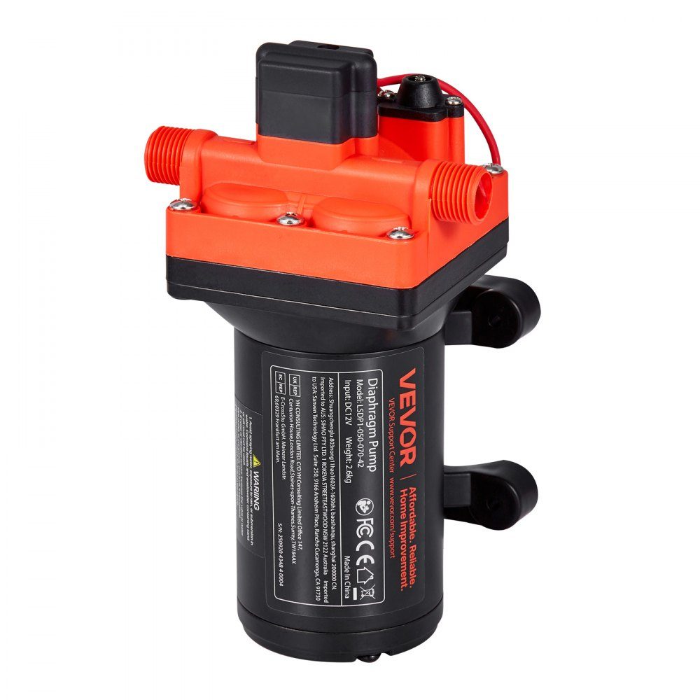Membranpumpe, 12 V DC, 18,9 l/min, selbstansaugende 4-Kammer-Membran-Wasserpumpe mit automatischem Druckschalter, 4,8 bar Druck für Wohnmobil, Wohnwagen, Schiff, Yacht, Autowäsche