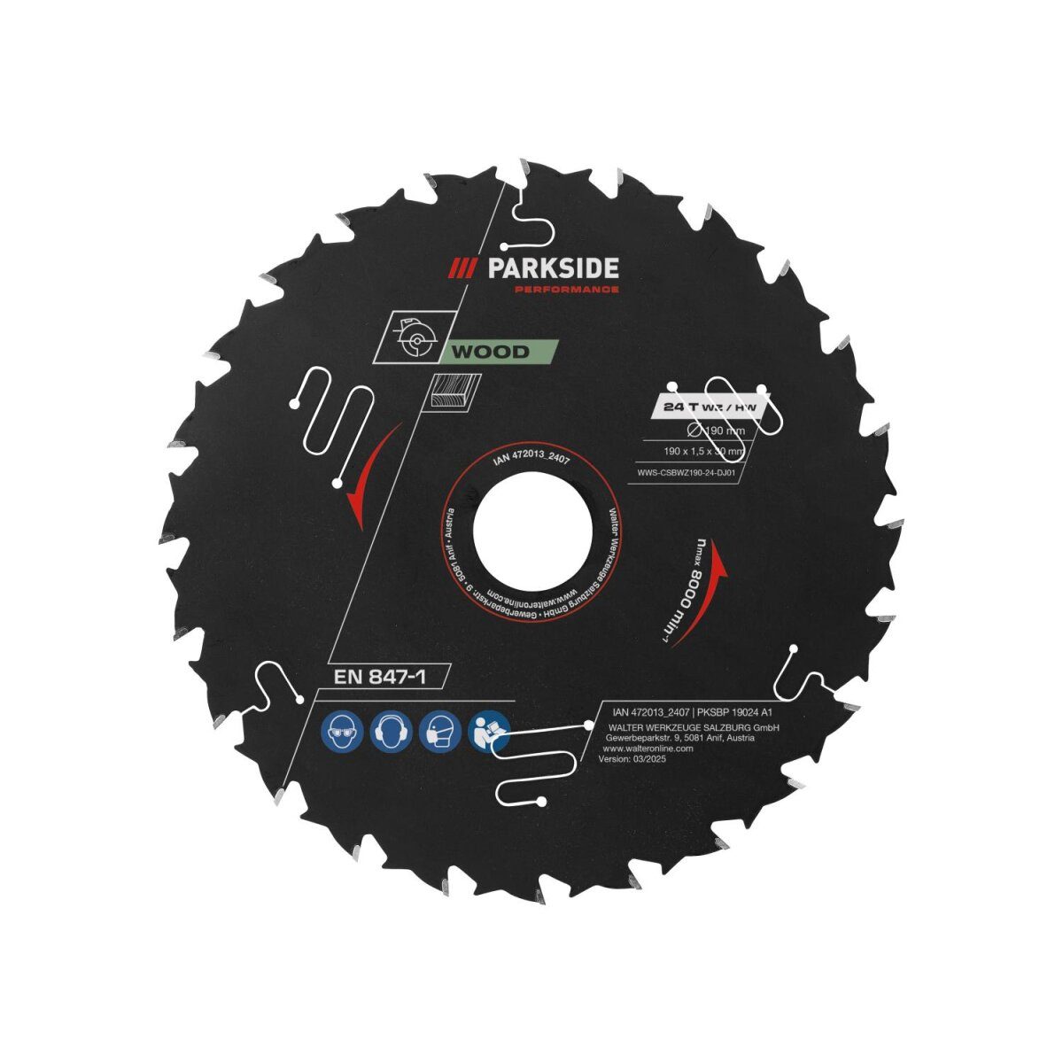 Lame de scie circulaire PARKSIDE PERFORMANCE® »PKSBP 19024 A1 / PKSBP 19048 A1 / PKSBP 19060 A1«