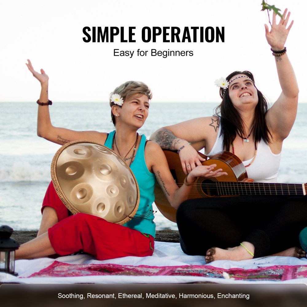 Handpan, 55cm, 12 Notes, D Minor Hand Drum, Drum Instrument with Mallets, 440Hz Handpan Stand and Carry Bag, Healing Steel Sound Drum, Percussion Instruments for Adults and Beginners