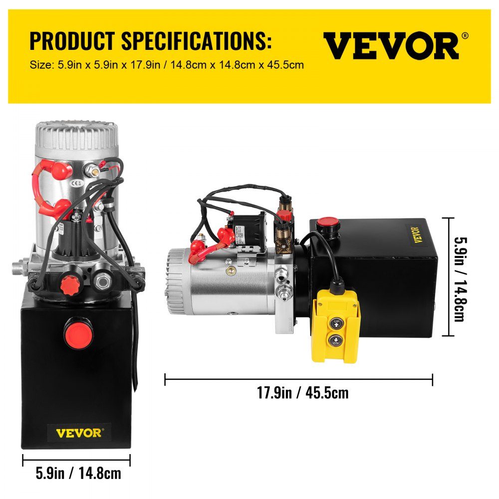 Hydraulic Unit, Hydraulic Pump, Double Acting Hydraulic Pump, 12V, Dump Trailer, 3.79L Metal Container for Dump Trailer