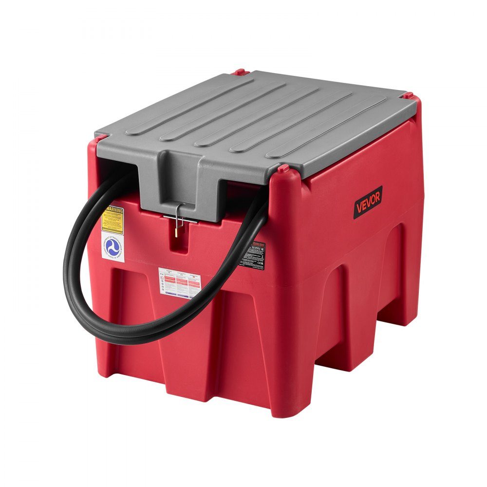 Portable diesel and petrol tank, 220L, 45L/min flow rate, diesel fuel tank with 12V transfer pump, 4m hose, automatic refueling nozzle, fuel transport transfer tank, red