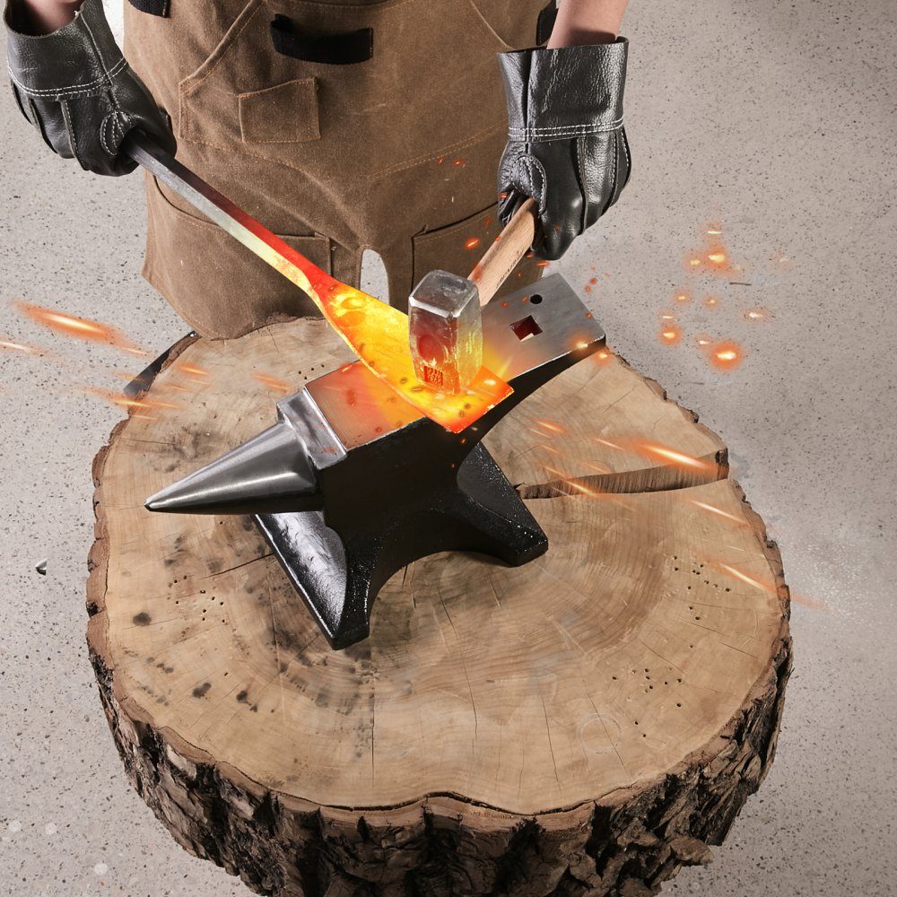 Single Horn Anvil, Cast Steel Anvil, 25kg Round Horn Anvil with High Hardness, Large Worktop and Stable Base, Metalworking Tool for Bending, Shaping and Twisting Metal