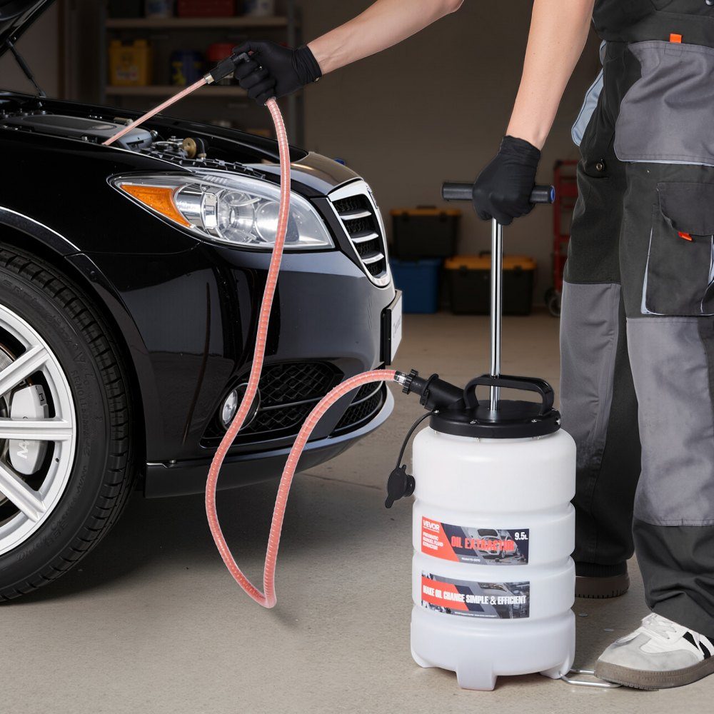 Flüssigkeitsabsauger, 9,5 l Fassungsvermögen, manuelle Ölsaugpumpe mit Schlauch und Verlängerungsschläuchen, Öltransfersystem mit HDPE-Tank, Pumpenwerkzeug für Autos, Rasenmäher, Boote