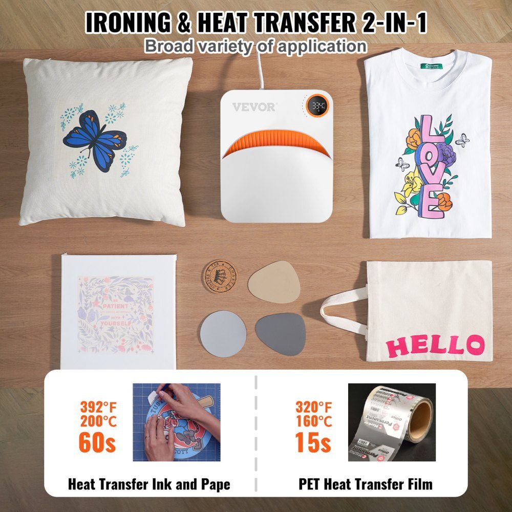 2 in 1 Mini Heat Press Machine Hot Press 12" x 10" 810W Heat Transfer for T-Shirts Coasters Cushions DIY Small Heat Press Heat Press Plotter Printing Machine Shirt Press