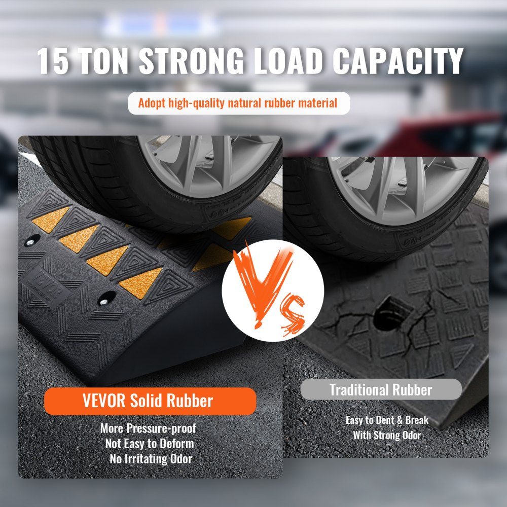2x threshold ramp, solid rubber door threshold ramp, max. load capacity up to 15 tonnes, curb ramp, 49.1 x 37 x 15.2 cm, wheelchair ramp, access ramp, rubber ramp, suitable for uneven floors, curbs