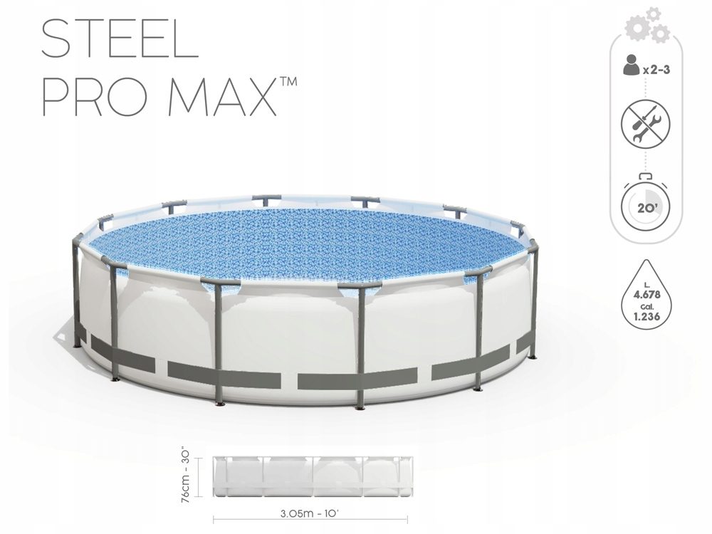 BESTWAY Steel Pro Max Frame Pool Set ca. 305x76cm mit Filtersystem im XXL-Starterset