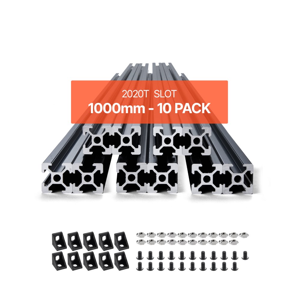 Set of 10 Aluminum Profiles 1000mm T-Slot 2020 Aluminum Extrusion Profile European Standard Anodized Linear Rail Groove Profile for 3D Printer CNC Machine DIY Laser Engraving Black Set of 10 Aluminum Profiles 1000mm T-Slot 2020 Aluminum Extrusion Profile European Standard Anodized Linear Rail Groove Profile for 3D Printer CNC Machine DIY Laser Engraving Black