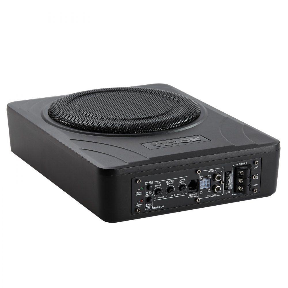 Underseat Car Subwoofer, 300W Slim Car Subwoofer Subsystem with Built-in Amplifier, High/Low Level Input and Volume Control for SUV, Truck, RV