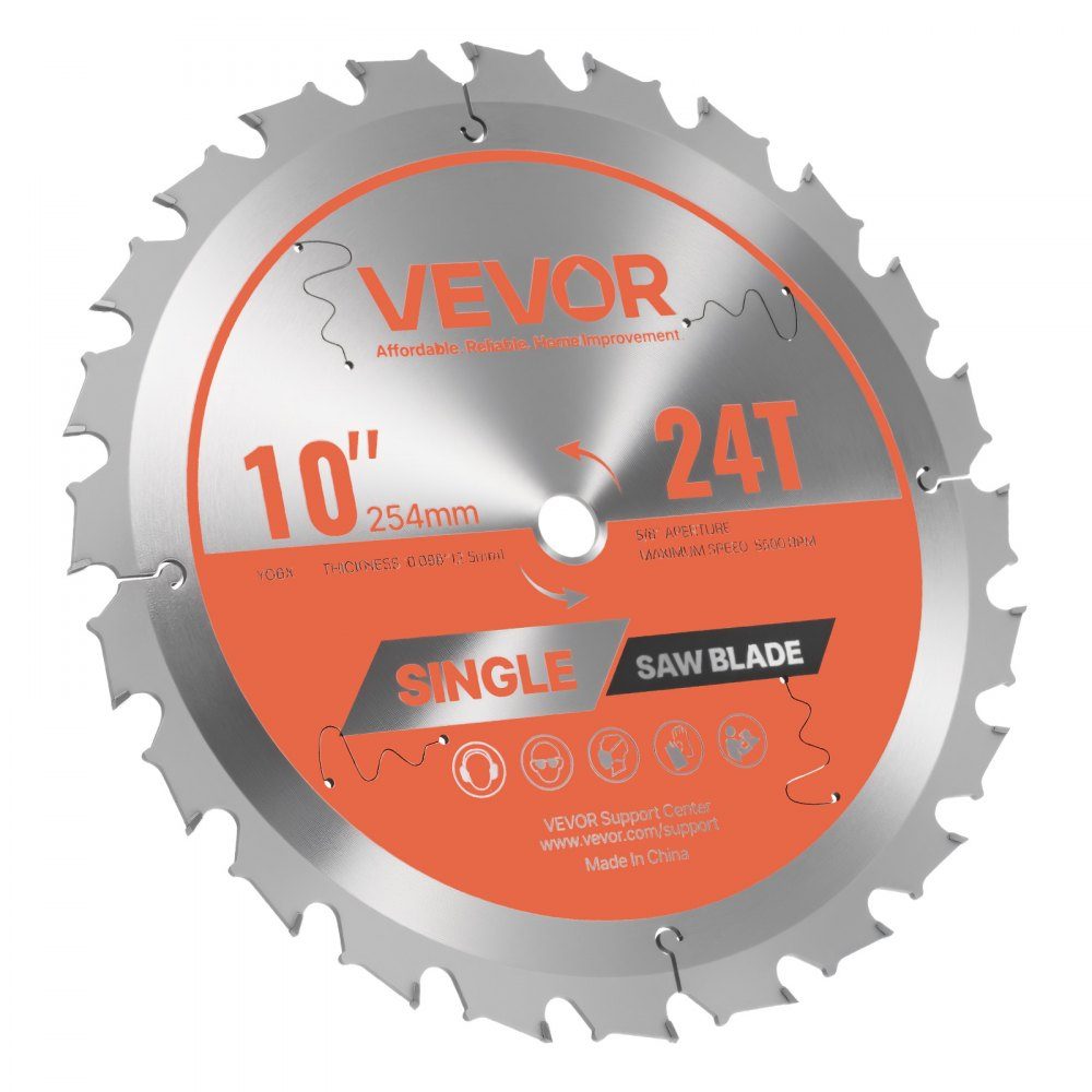 Circular saw blade (254mm diameter, 24 sharp teeth and 2.5mm thickness), ideal for plywood, OSB hardwood, compatible with circular saws, alloy saw blade with noise reducing heat dissipation