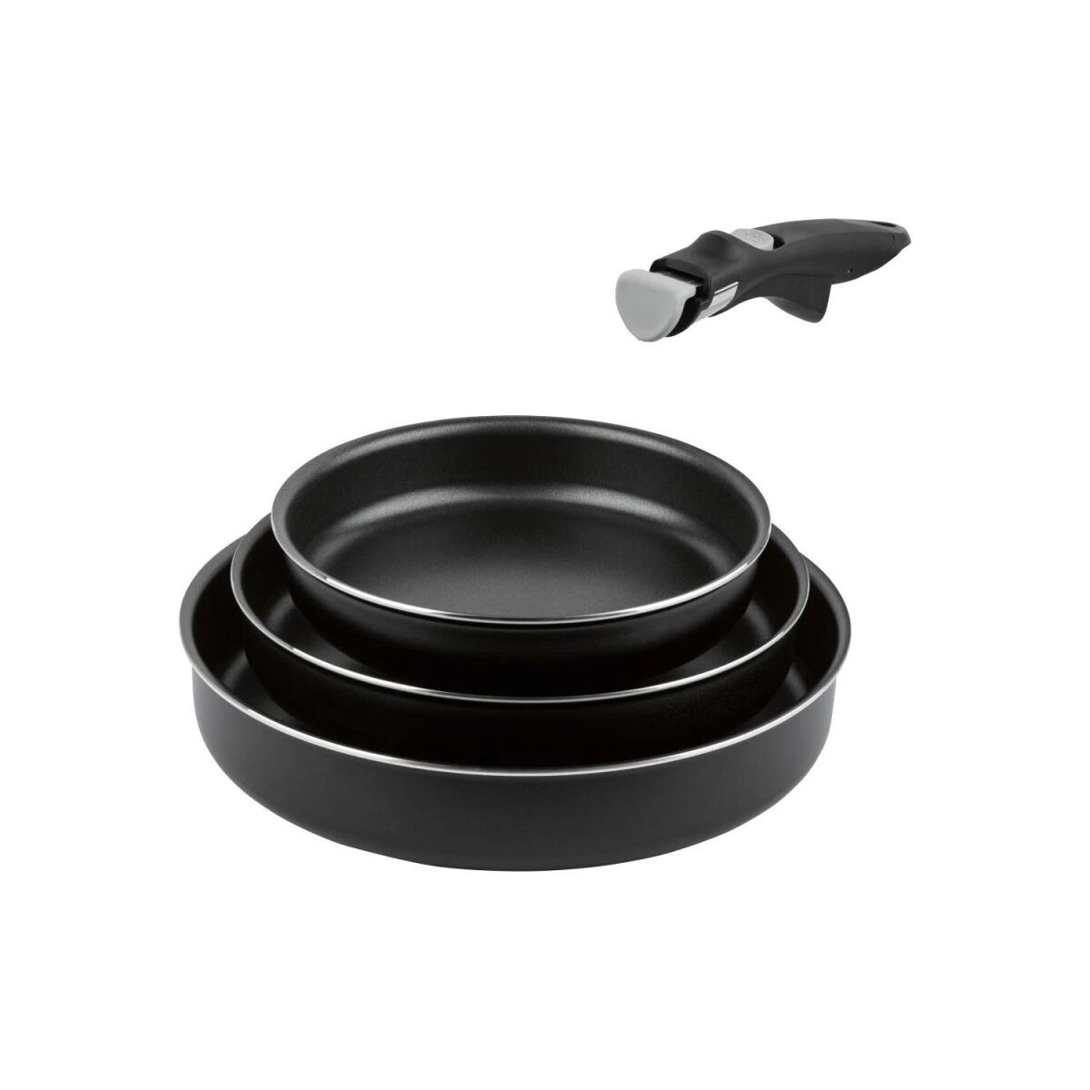 CRIVIT Aluminium-Kochgeschirrset 4-teilig, mit abnehmbarem Griff