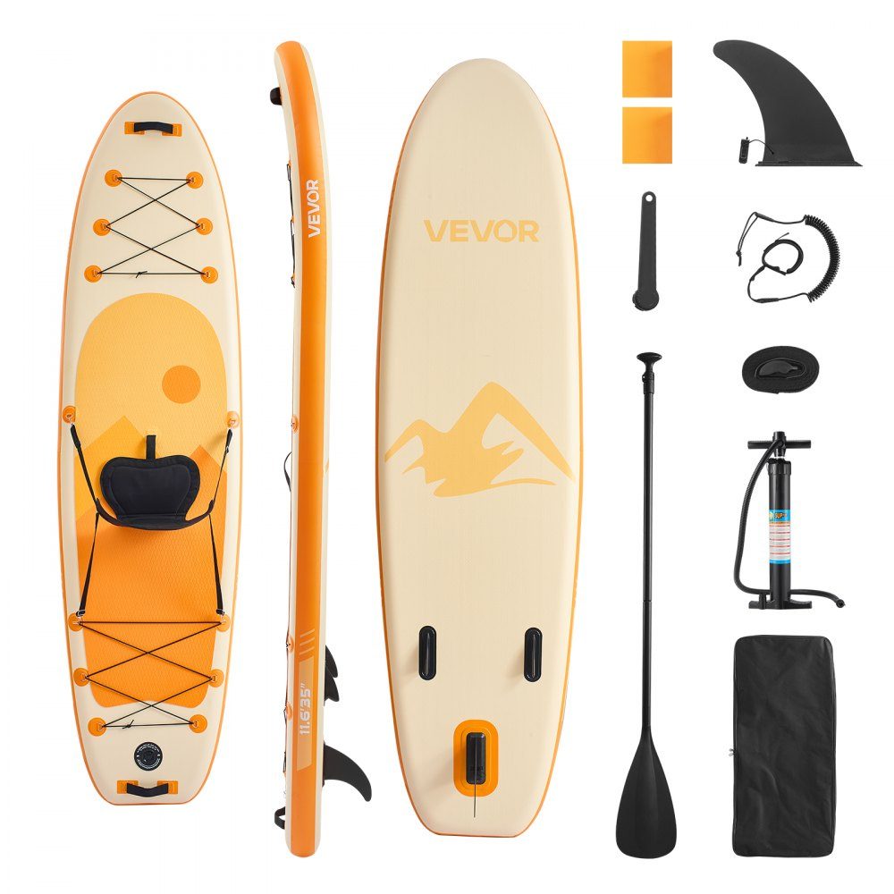 Inflatable Stand Up Paddle Board (323 x 83.8 x 15.2 cm) Paddle Board with Seat Complete Set Including Pump, Paddle Fin Backpack, Ankle Leash Strap for Teens and Adults