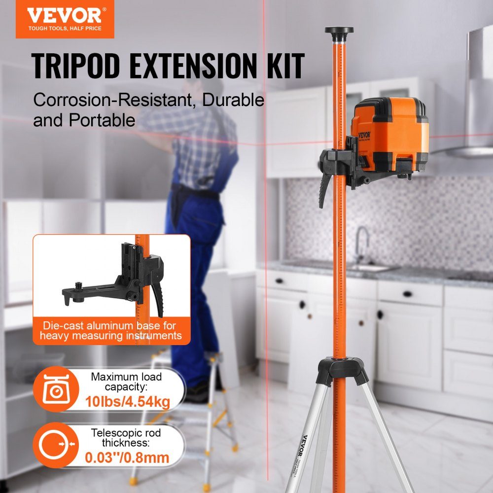 Laser Spirit Level Tripod, 1/4"-20 and 5/8-Zoll-11-Gewindehalterung, 40.94-133.85" Height Adjustment with Spirit Level and Heavy Duty Stand, Extendable Lightweight Aluminum Tripod for Laser Scanner