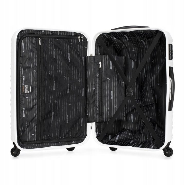 Großer Premium-Koffer Reisekoffer ABS-Kunststoff 96l mit weißen Rippen