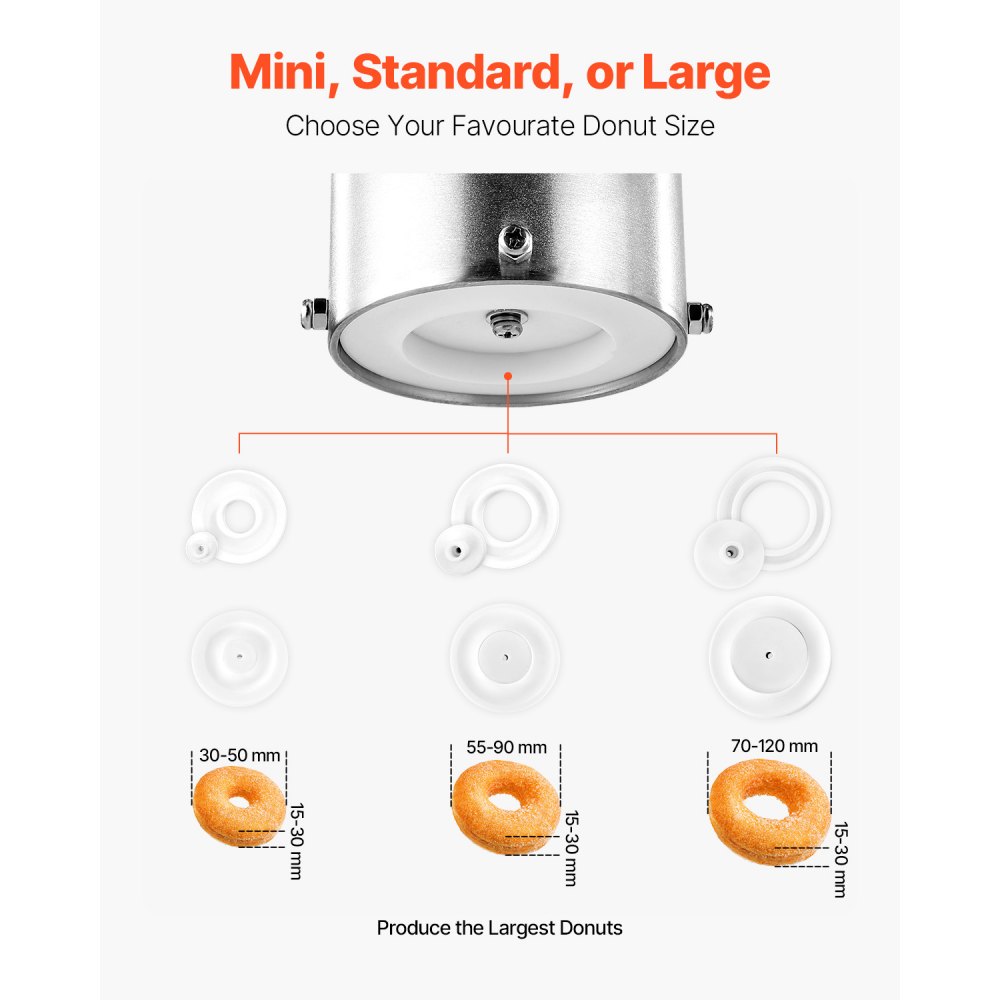 Commerciële automatische donutmachinemaker, roestvrijstalen enkele rij apparatuur (90 stuks / uur) Elektrische donutfriteuse met 3 vormmaten voor bakkerij, restaurants, café Commerciële automatische donutmachinemaker, roestvrijstalen enkele rij apparatuur (90 stuks / uur) Elektrische donutfriteuse met 3 vormmaten voor bakkerij, restaurants, café