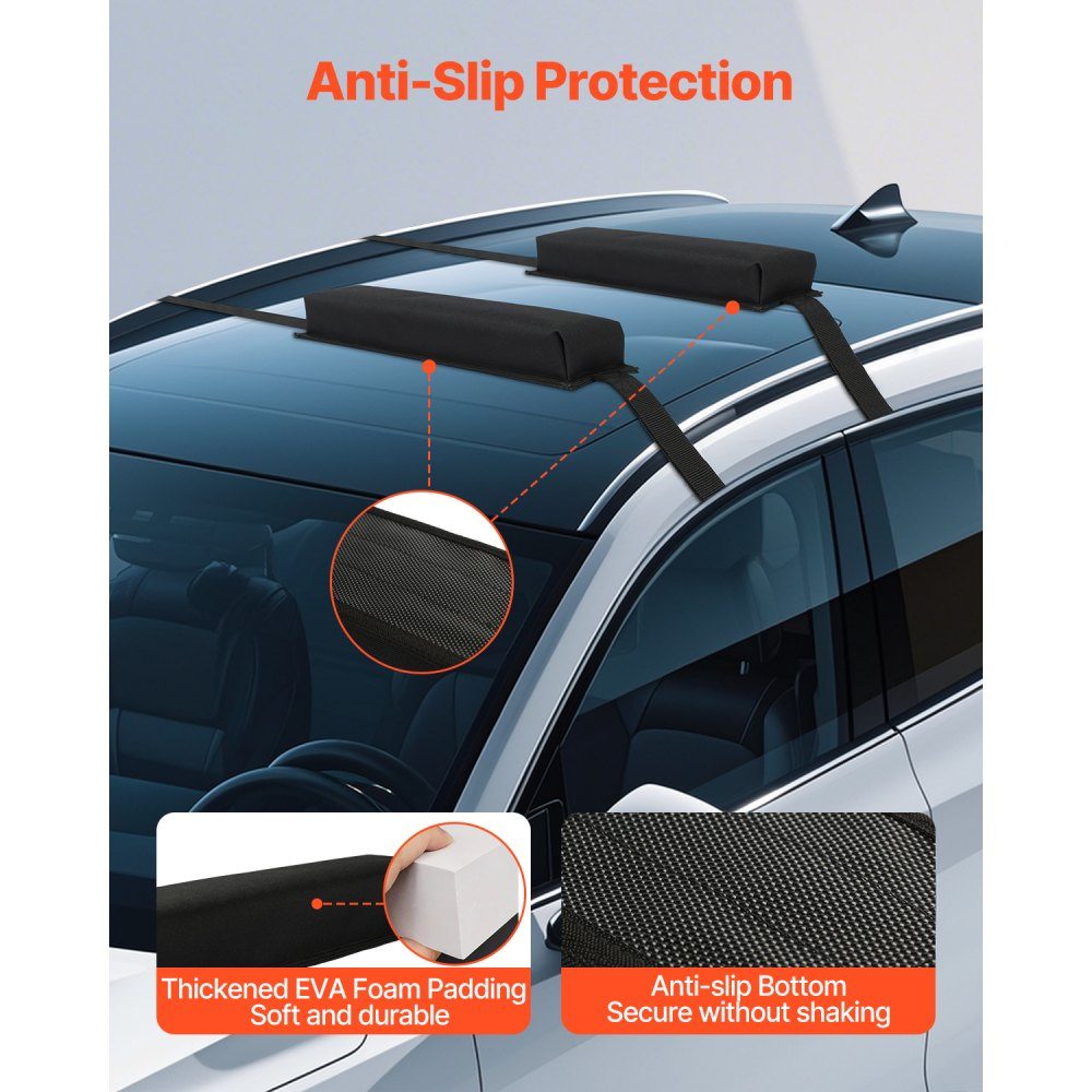 Soft Roof Rack Pads (395mm), Large Universal Car Roof Rack Pads, 80kg Kayak Rack Pads with Portable Storage Bag for SUP Canoe