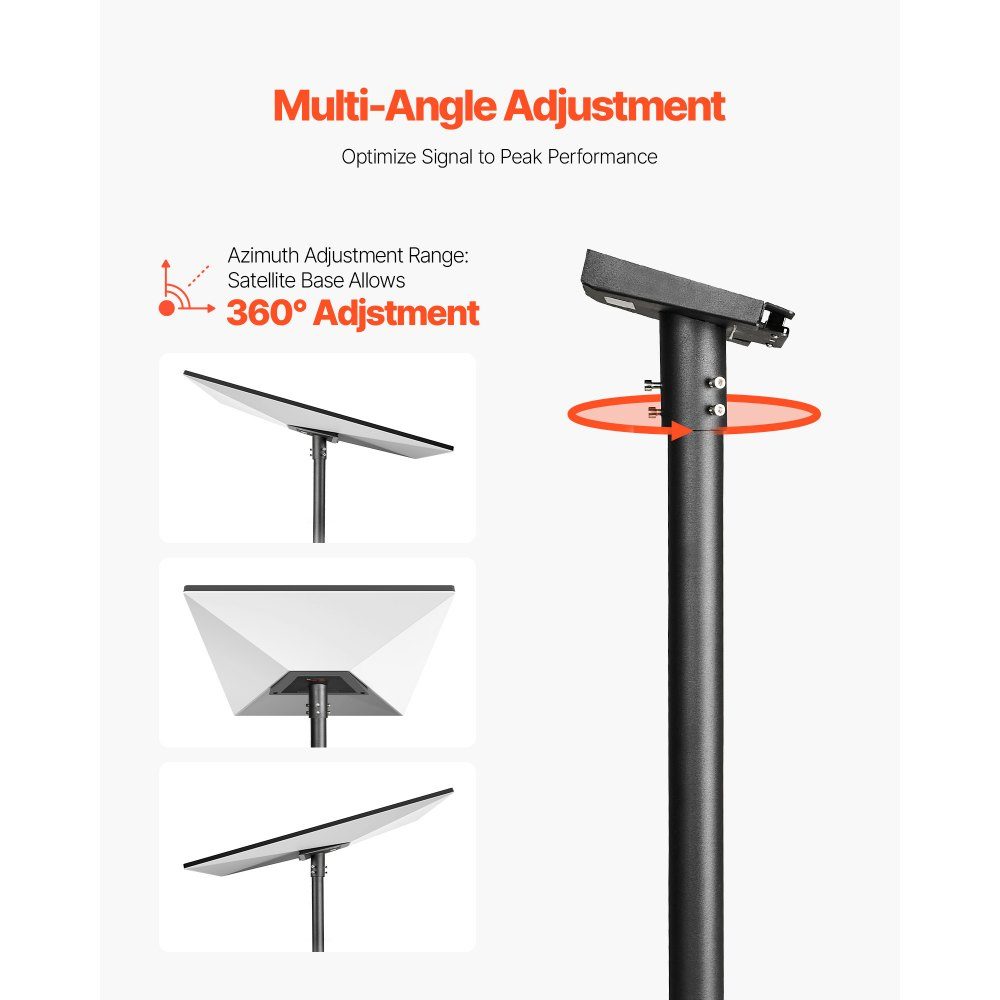 Starlink Gen 3 RV Ladder Mount 2450 x 142 x 185mm 360° Adjustable Angle Bracket with Mounting Accessory Kit Extra Long Steel Ladder Adapter Compatible with Gen 3 and V3 Black