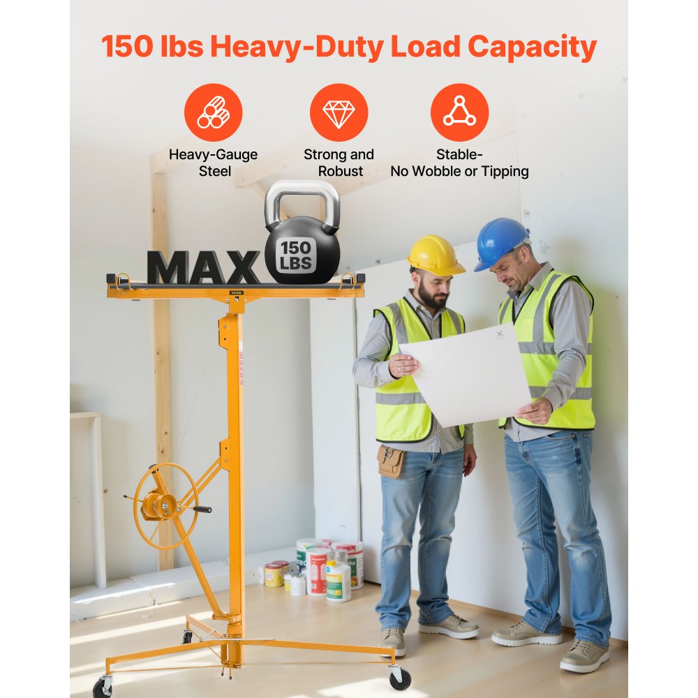 Plattenheber bis max. 68 kg, 4877 mm Höhe, Gipskartonheber mit verstellbarem Teleskoparm, Gipskarton, Trockenbauheber, Plattenheber, Hebezeug, Werkzeug, für Decken- und Wandmontage (gelb) Plattenheber bis max. 68 kg, 4877 mm Höhe, Gipskartonheber mit verstellbarem Teleskoparm, Gipskarton, Trockenbauheber, Plattenheber, Hebezeug, Werkzeug, für Decken- und Wandmontage (gelb)