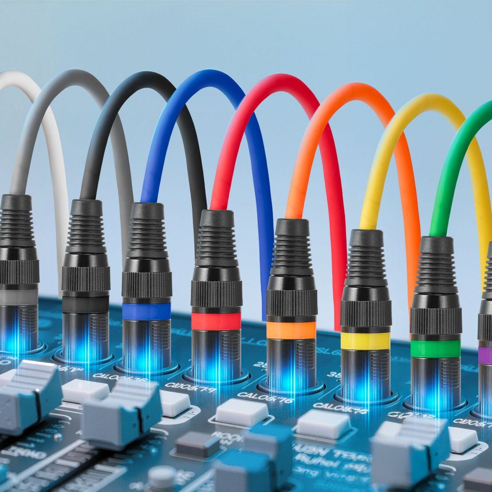 XLR-Kabel, 2 m, 10 Stück, symmetrische DMX-Mikrofonkabel (Stecker auf Buchse), vergoldetes 3-poliges XLR-Mikrofon-Lautsprecherkabel für Bühnenbeleuchtung, Mikrofone, Verstärker, Mixer