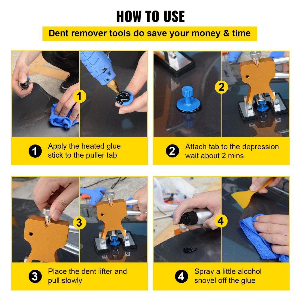 89 Piece Car Dent Repair Kit, Professional Paintless Dent Removal Tool, DIY Repair Puller Kit, Dent Removal Tool, Hail Repair, LED Reflective Plate, Slide Hammer, Dent Lifter, T-Bar