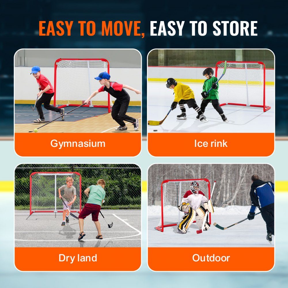 Hockey Goal Street Hockey Net Street Hockey Goal Hockey Net 137x60x112cm Hockey Training Goal Set Hockey Street Set Portable Indoor Outdoor Hockey Goal with Net White Red Training