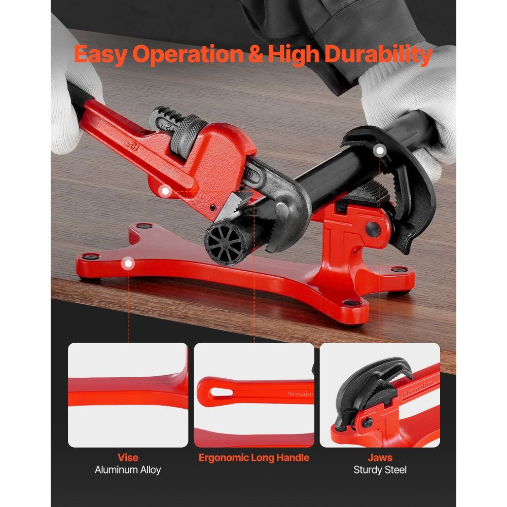 Portable pipe vise, aluminum vise with a clamping capacity of 3.175 to 38.1 mm, ideal for on-site pipe installation, repair and maintenance